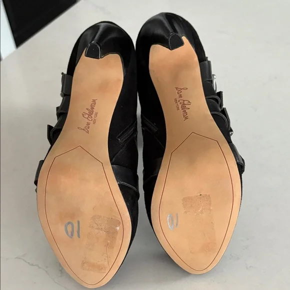 Sam Edelman Suede/leather Black Buckle Heeled Boots sz 10 - Picture 6 of 8